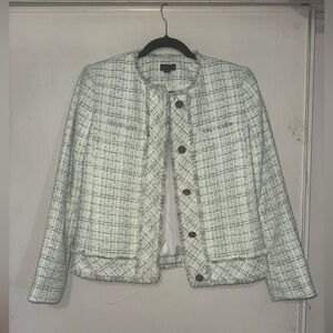 Ann Taylor Factory White and Black Tweed Blazer